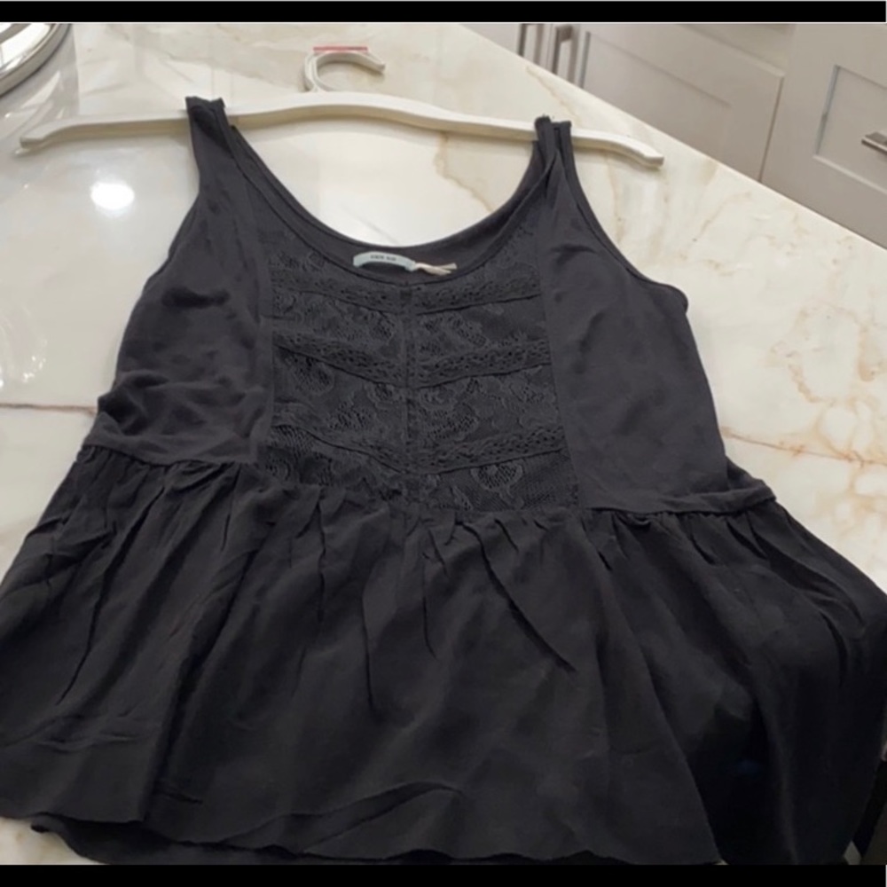 Black lace peplum top-worn once . Size small